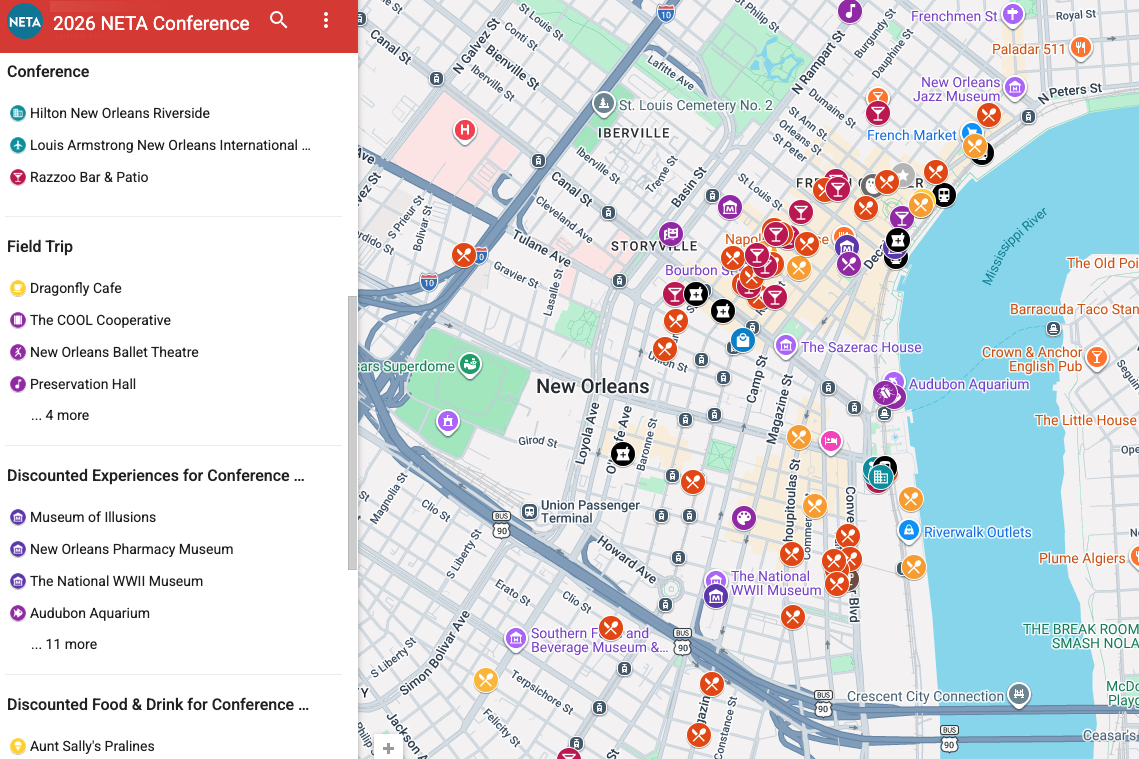 Map of New Orleans locations